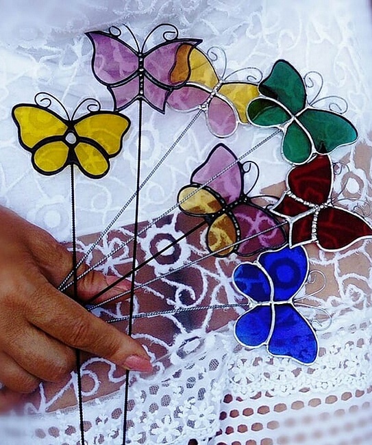 Мини витраж из стекла "Бабочка" в интернет-магазине Своими Руками