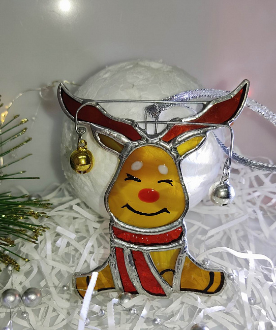 Елочное украшение из стекла "Рождественский олененок в интернет-магазине Своими Руками