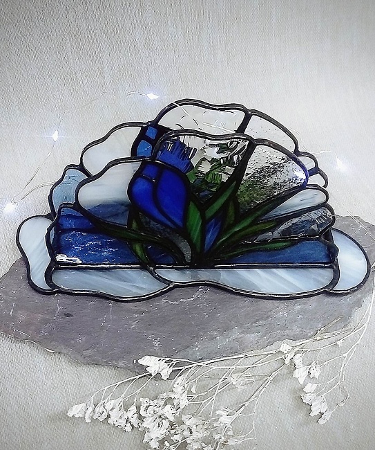 Салфетница из стекла "Синий крокус" в интернет-магазине Своими Руками