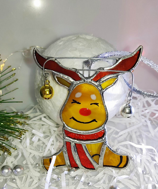 Елочное украшение из стекла "Рождественский олененок в интернет-магазине Своими Руками