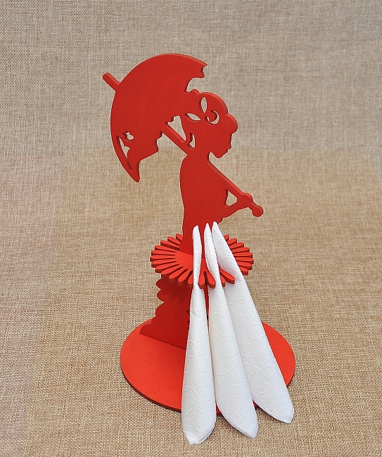 Деревянная салфетница "Дама с зонтом" в интернет-магазине Своими Руками