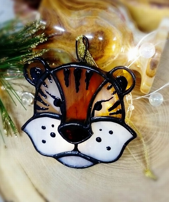 Новогоднее украшение из стекла "Тигр 2" в интернет-магазине Своими Руками