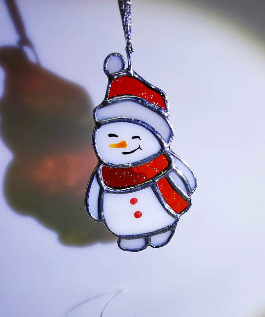 Елочное украшение из стекла "Снеговик" в интернет-магазине Своими Руками