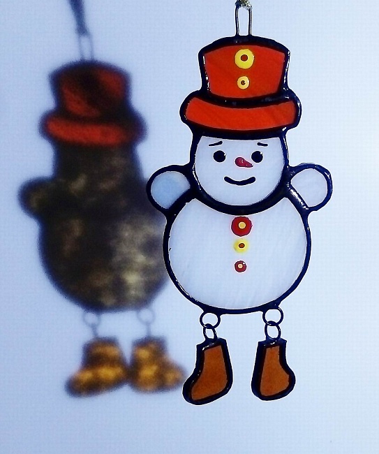 Новогоднее украшение из стекла "Снеговик" в интернет-магазине Своими Руками