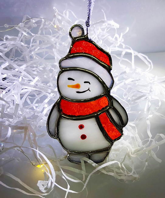 Елочное украшение из стекла "Снеговик" в интернет-магазине Своими Руками