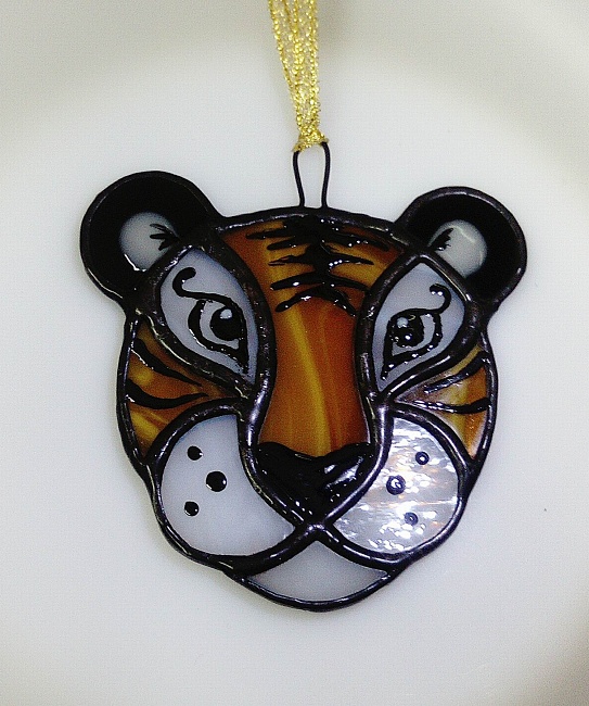 Елочное украшение из стекла "Тигр 1" в интернет-магазине Своими Руками