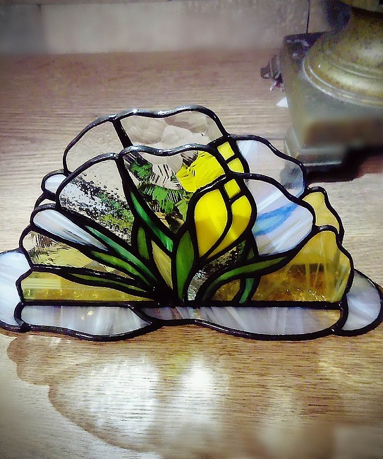 Салфетница из стекла "Крокус желтый" в интернет-магазине Своими Руками